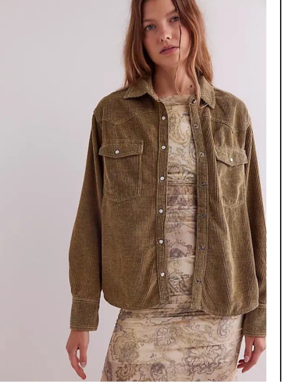 Factory Sample Hideaway Cord Shirt Style Corduroy Shacket NWOT - Picture 3 of 7
